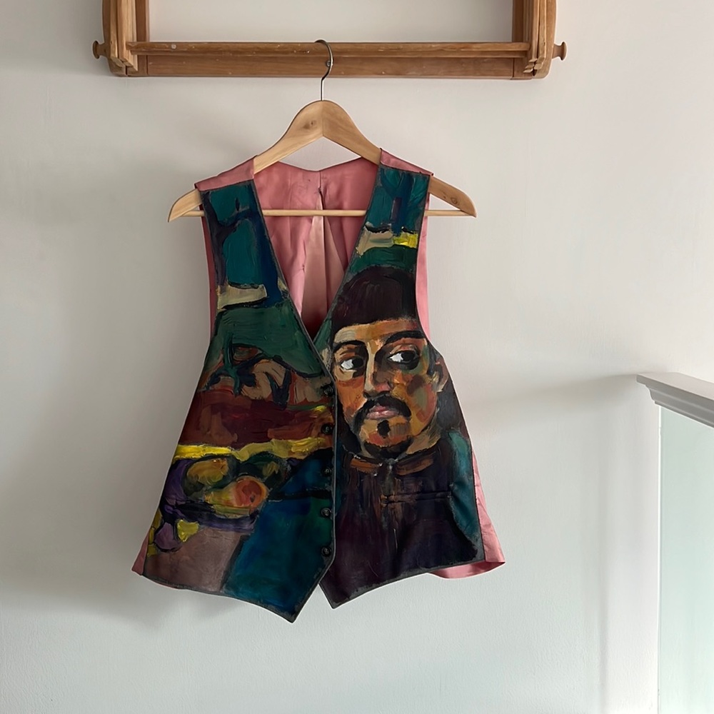 STUNNING vintage hand-painted vest ONE-OF-A-KIND!!! Size L
